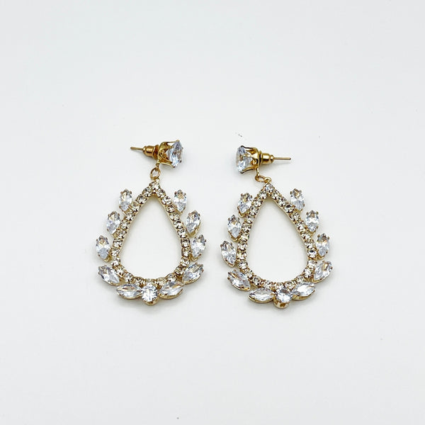 Teardrop Earrings Embelished with white gemstones