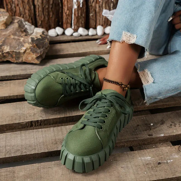 Trendy Thick Sole Green Sneakers