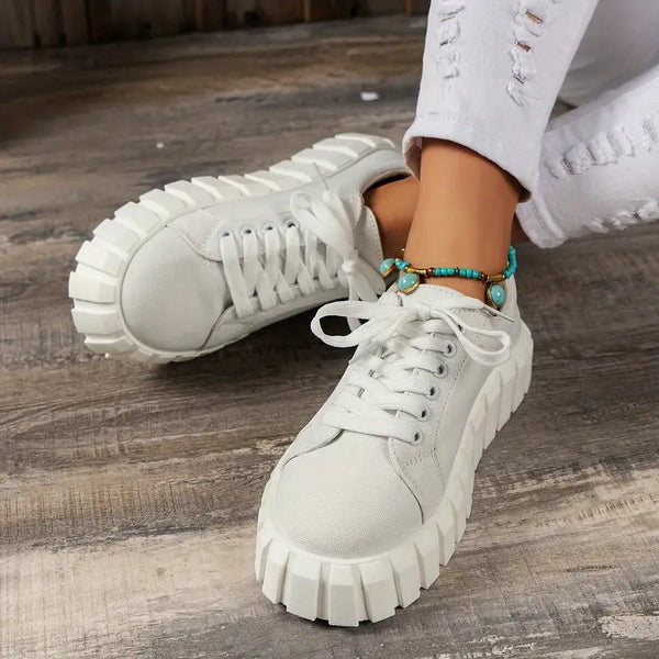 Trendy Thick Sole White Sneakers