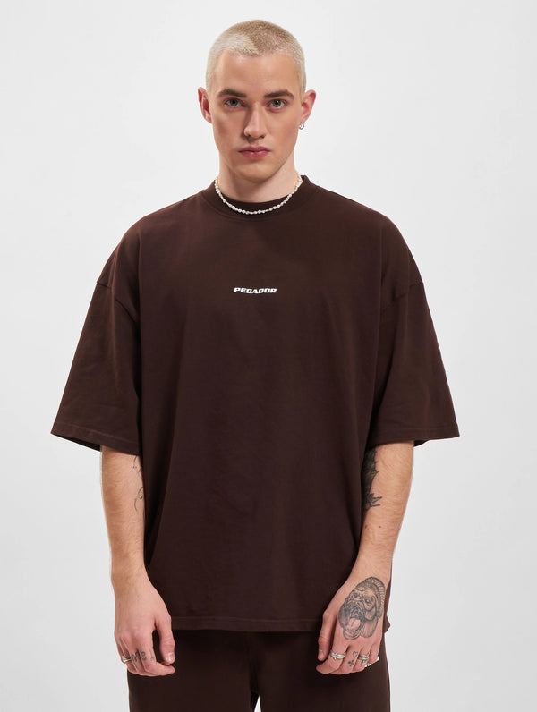 PEGADOR LOGO BOXY TEE WASHED OAK BROWN GUM