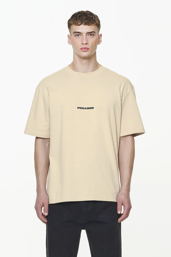 PEGADOR COLNE LOGO OVERSIZED TEE VINTAGE WASHED KINGDOM BEIGE GUM