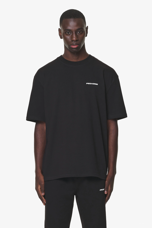 PEGADOR LOGO OVERSIZED TEE BLACK EMBROIDED LOGO