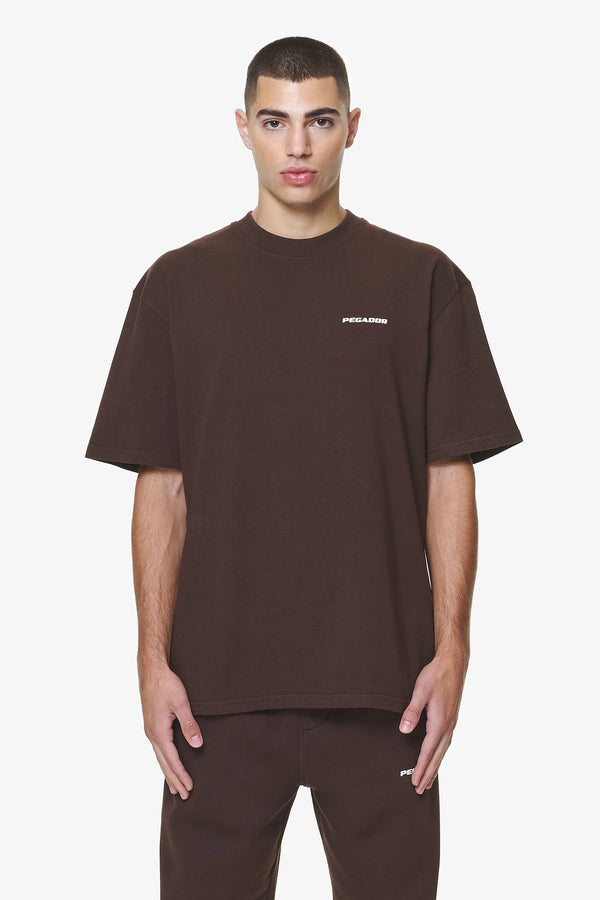 PEGADOR LOGO OVERSIZED TEE WASHED OAK BROWN GUM