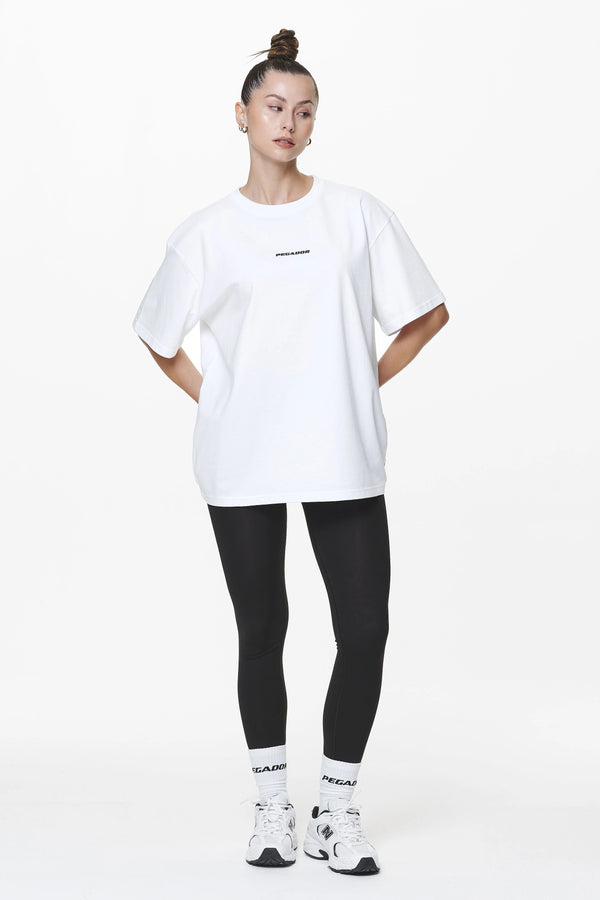 PEGADOR WHITE BOXY BLACK GUM LOGO TEE