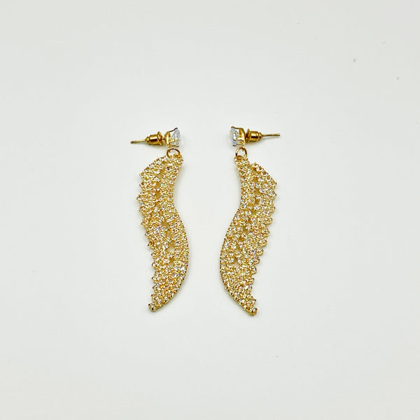 Gold tone 'Angel Wings' Earrings with tiny crystals