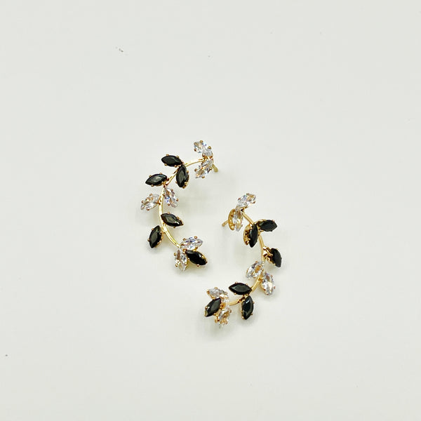 Black and White Rhine Stone Earrings