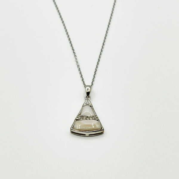 Stylish Triangle Pendant in Creme Stone