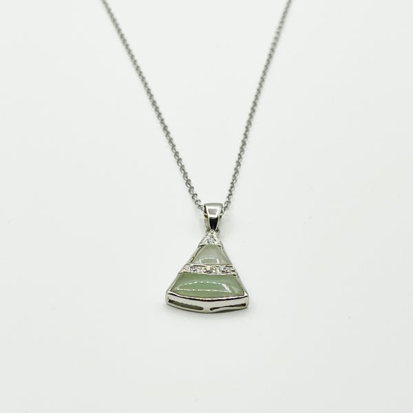 Stylish Triangle Pendant in Green Stone