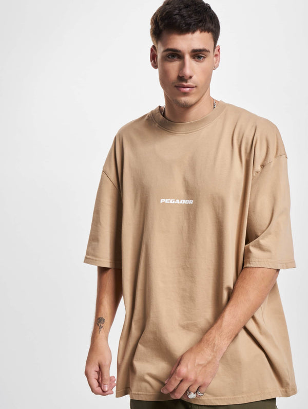 PEGADOR COLNE LOGO OVERSIZED TEE VINTAGE WASHED KINGDOM BROWN