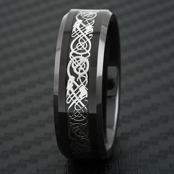 Silver Dragon Tungsten Ring